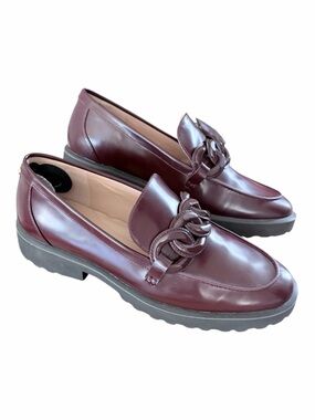 Cole Haan Geneva Chain Loafer Burgundy Leather Platform Sole Size 8.5